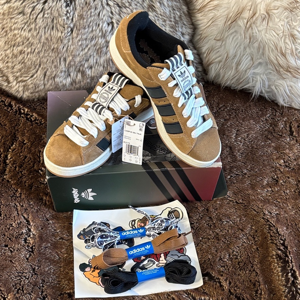 Adidas Campus 00s YnuK Men's Suede Tan and Black Sneakers